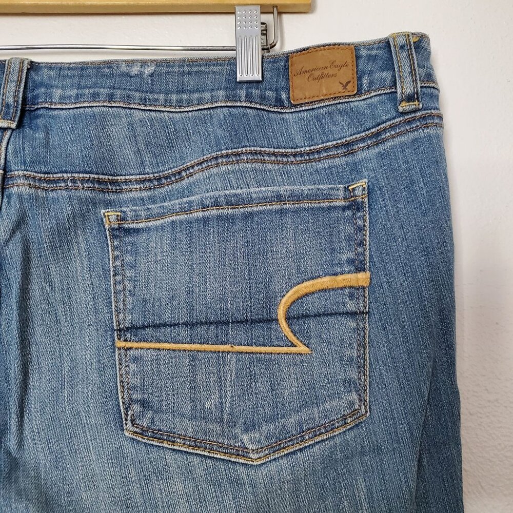 American Eagle Womens Skinny Jeans Size 18 Distressed Stretch Denim Medium Wash - Picture 6 of 6